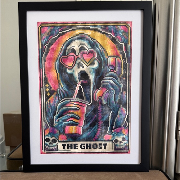 homemade Other - Framed Neon Ghostface Diamond Painting – Handmade Horror Wall Art 30cm x 40cm